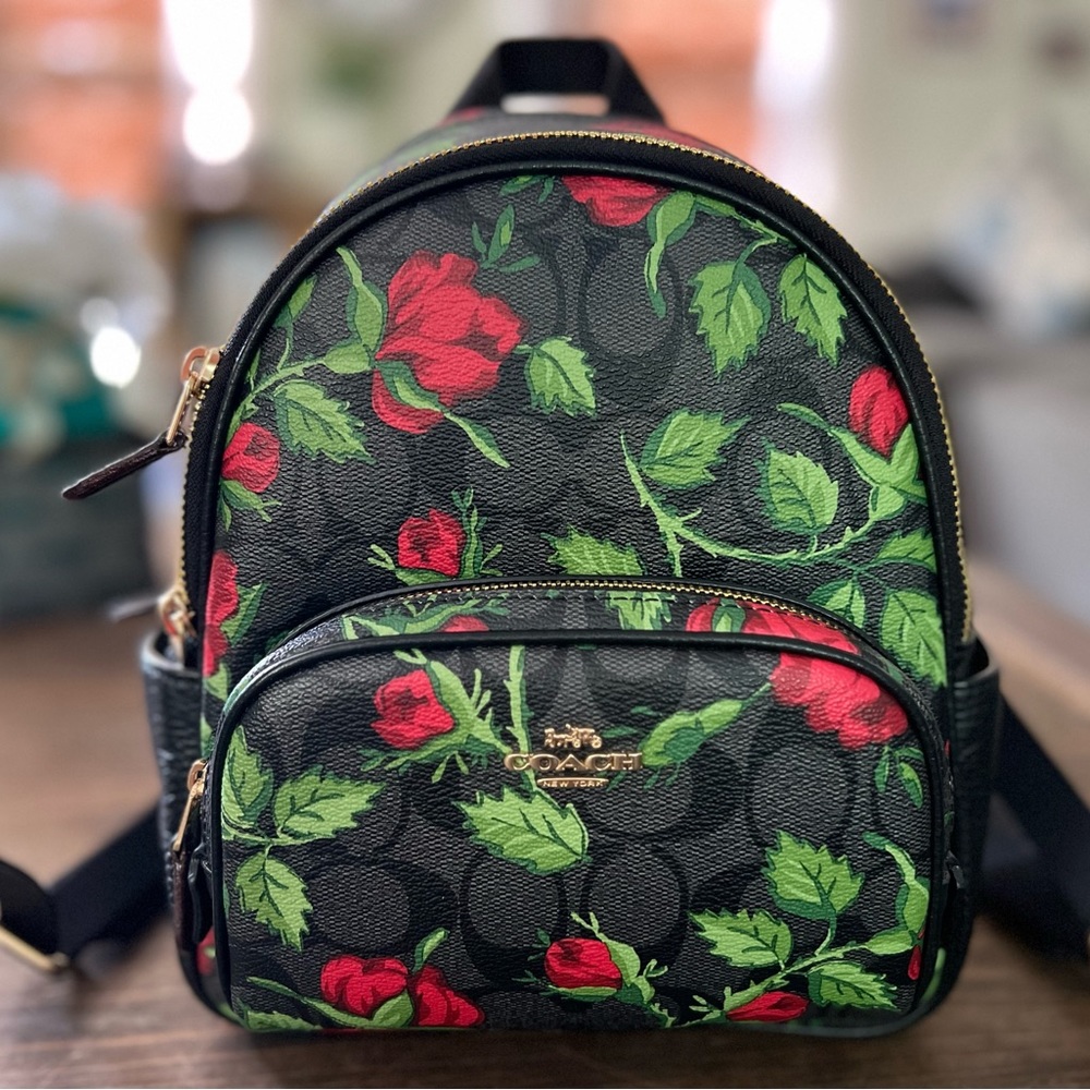 Coach mini court backpack - rose floral